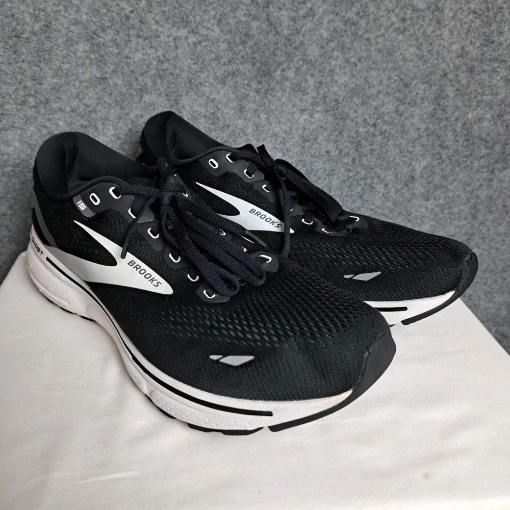 Brooks Ghost 15 1103931D012 Black/White Running Shoes Sneakers Men's Size 13 D